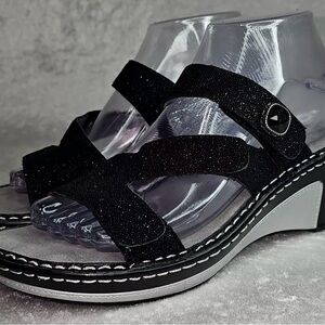 EUC Women’s ALEGRIA Black Glitter Wedge Loti Glitterati 9.5/10 ALEGRIA EU 40